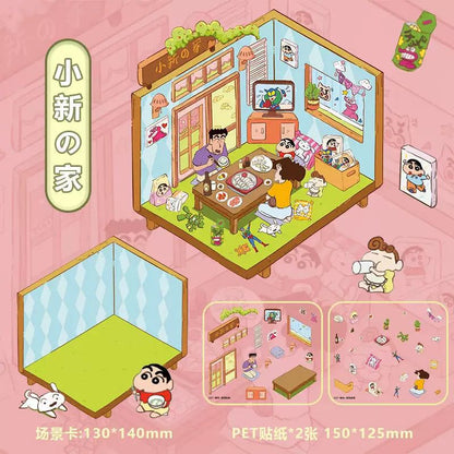 3 sheets Shinchan Scenes 3D Scenery Cute Cartoon Stickers