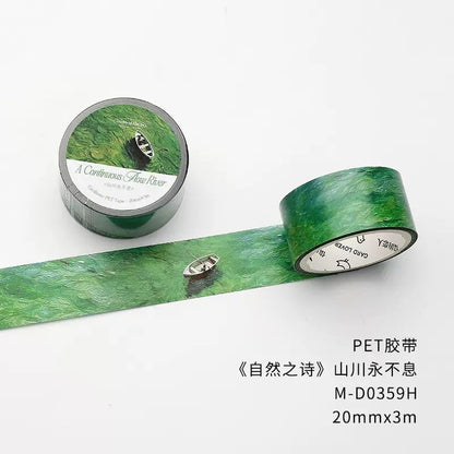 1 Roll Nature Poem Light Vintage Oil Painting Series PET Landscaping Tape