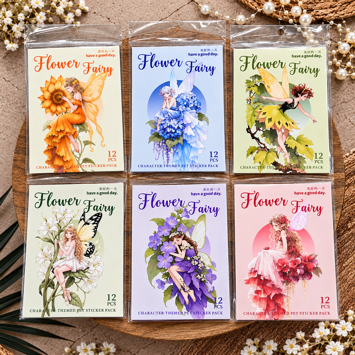 12 Pcs Flower Fairies Series Fairy Character Dreamy Stickers