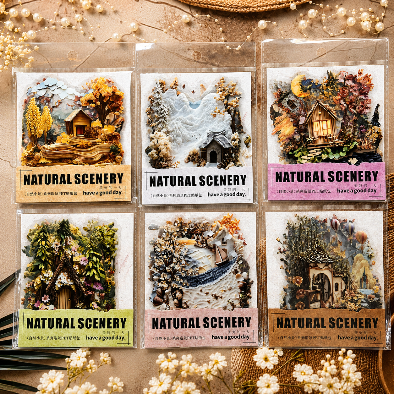 10 Pcs Nature Mini Scenes Series Landscape themed Scrapbooking Stickers