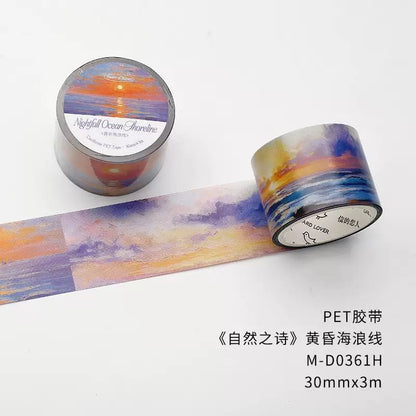 1 Roll Nature Poem Light Vintage Oil Painting Series PET Landscaping Tape