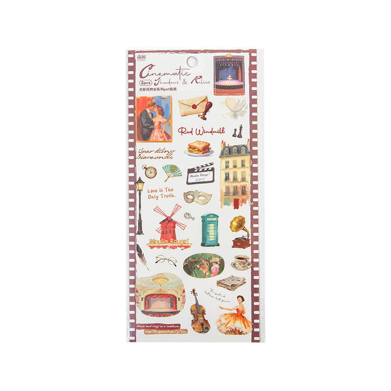 2 Sheets Light and Shadow Scenery Vintage American Style Stickers
