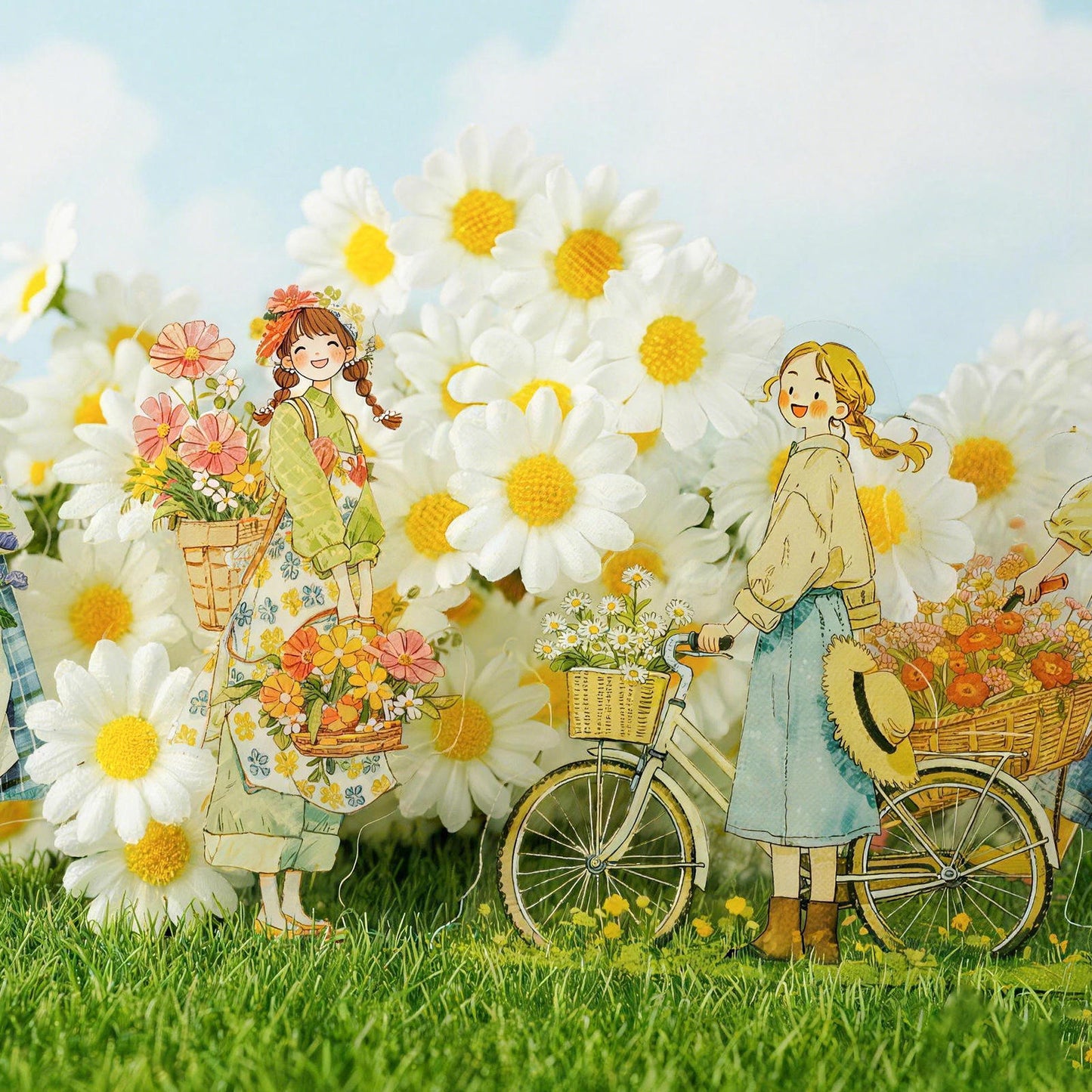 15 Pcs When the Wind Meets the Flowers Series Character Stickers