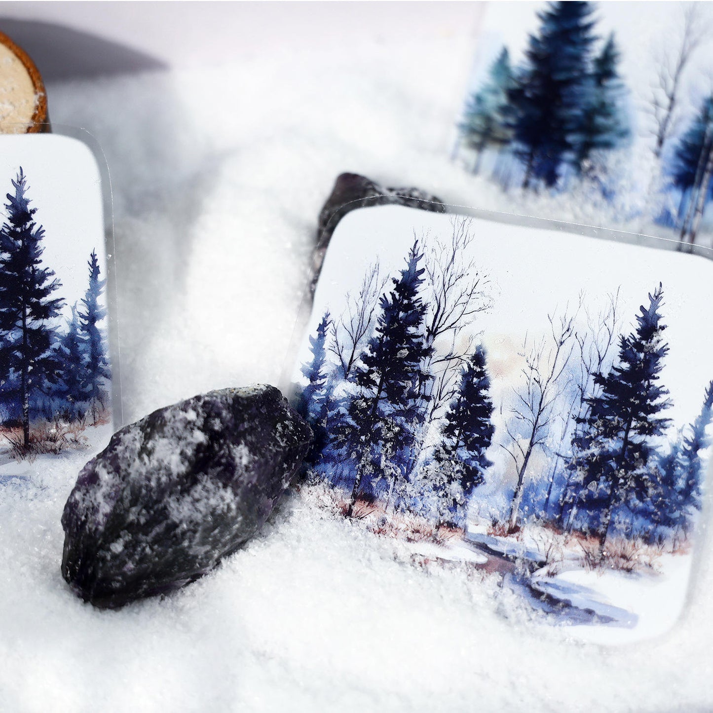 20 Pcs Birch Pine Series Mountain Forest Tree Stickers