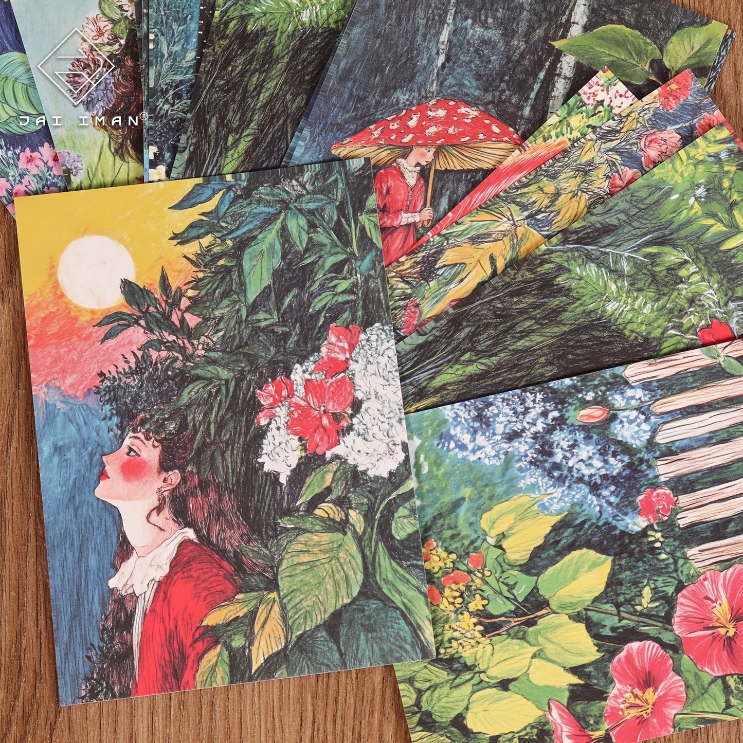 16 sheets Vintage Oil Painting Style Woodland Girls Forest Fairytale Scrapbook Paper