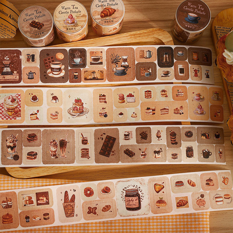 1 Roll Warm Tea Light Series Tea Themed Retro Tape