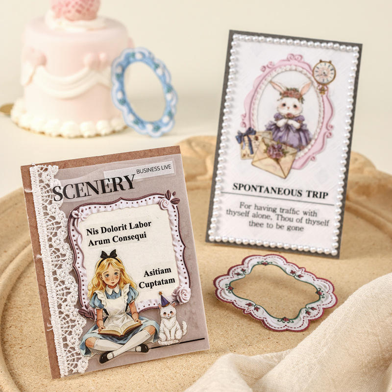 10 Pcs Milky White Border Vintage-inspired Lace patterned Stickers