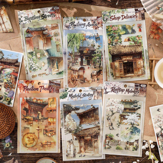 3 Sheets Pack Nine Crossroads Scenery Stickers 3D Stickers