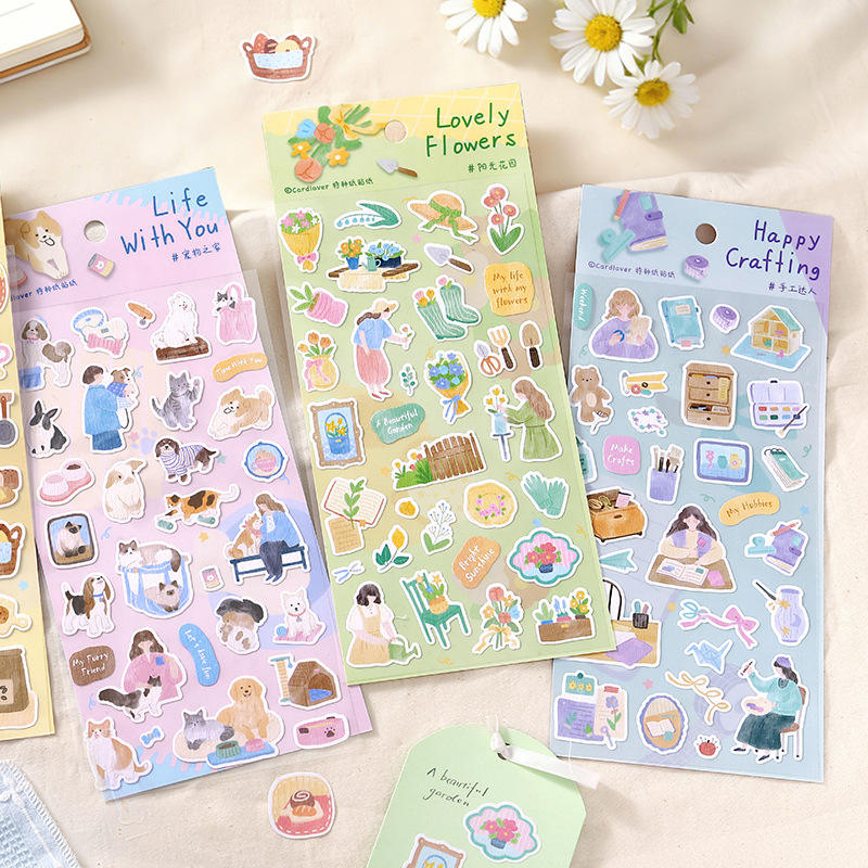 1 sheet The Long Slow Days Series Japanese-style watercolor stickers