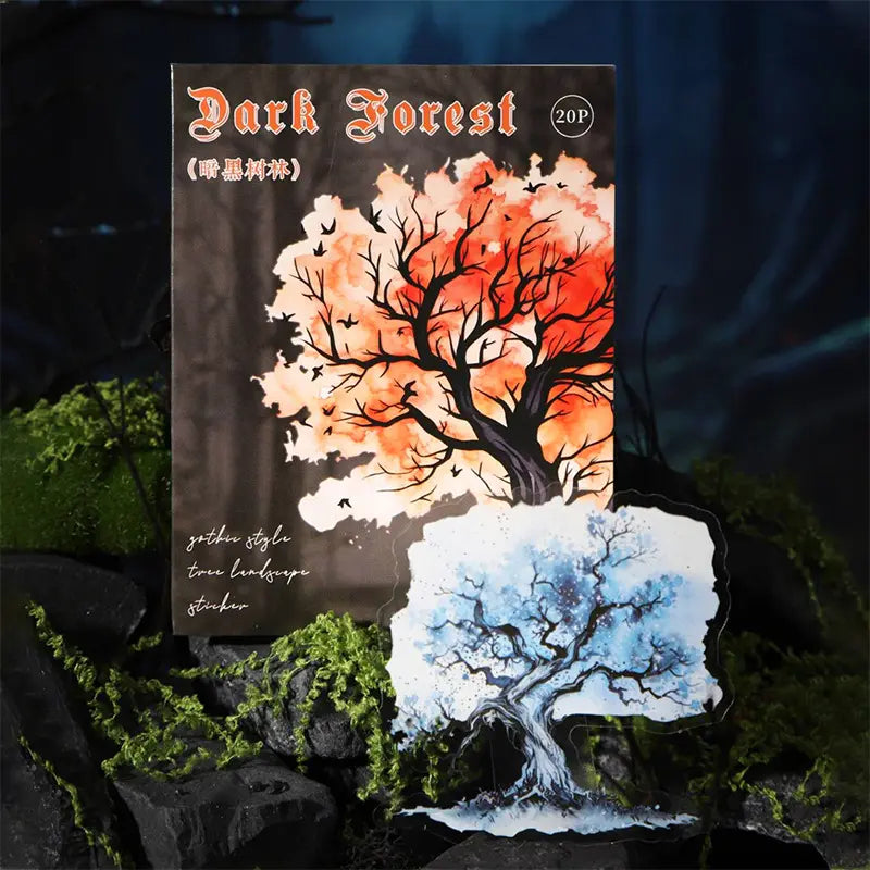 20 Pcs Dark Forest Series Vintage Gothic Tree Landscaping Pet Stickers