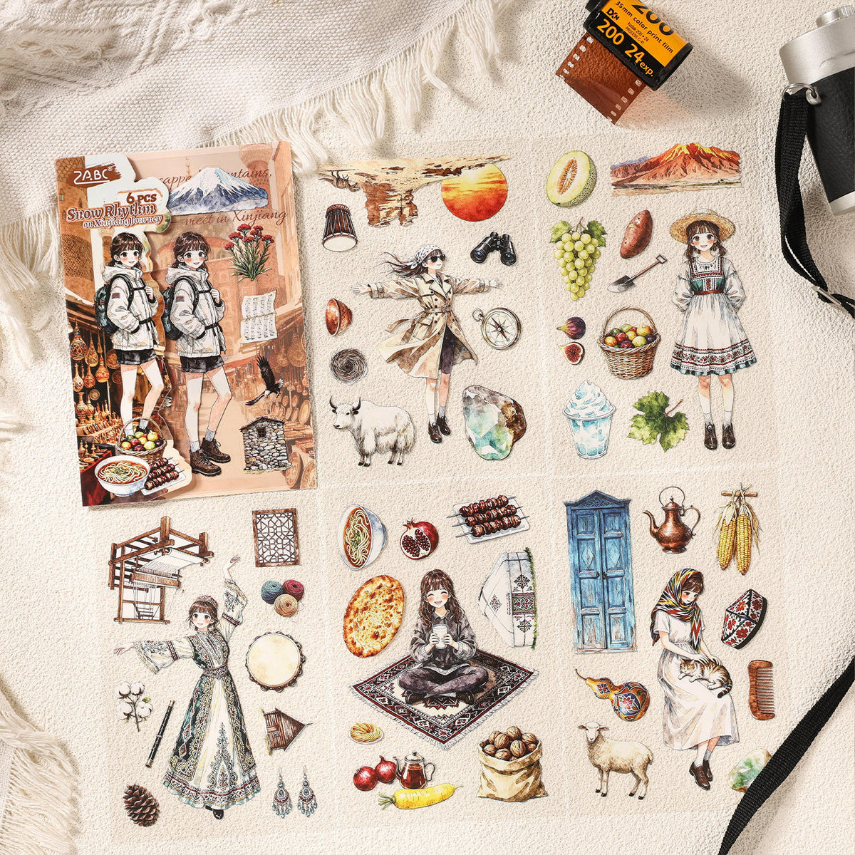 6 Sheets Travel Journal Series Journaling Stickers