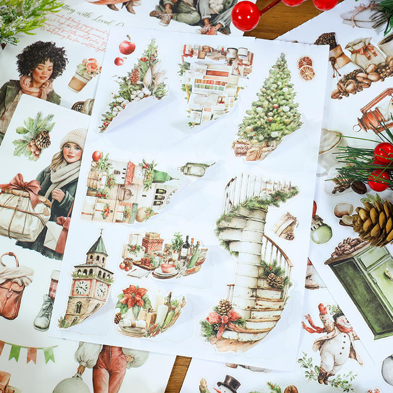 20 Sheets Retro European and American Character Die-Cut Sticker Book