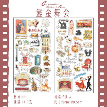 2 Sheets Light and Shadow Scenery Vintage American Style Stickers