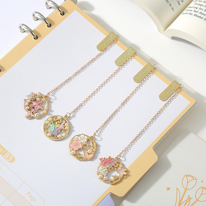 Starfish Metal Bookmark Cartoon Style Multi-Functional Book Clip Pendant