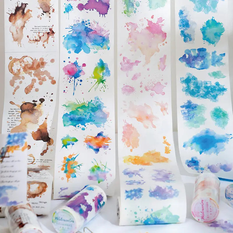 2M/Roll Watercolor Fantasy Series Watercolor Underpainting Washi Tape