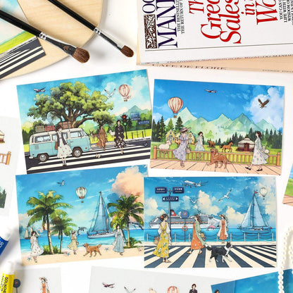 3pcs/pack Long Holiday Matte PET Landscape Stickers