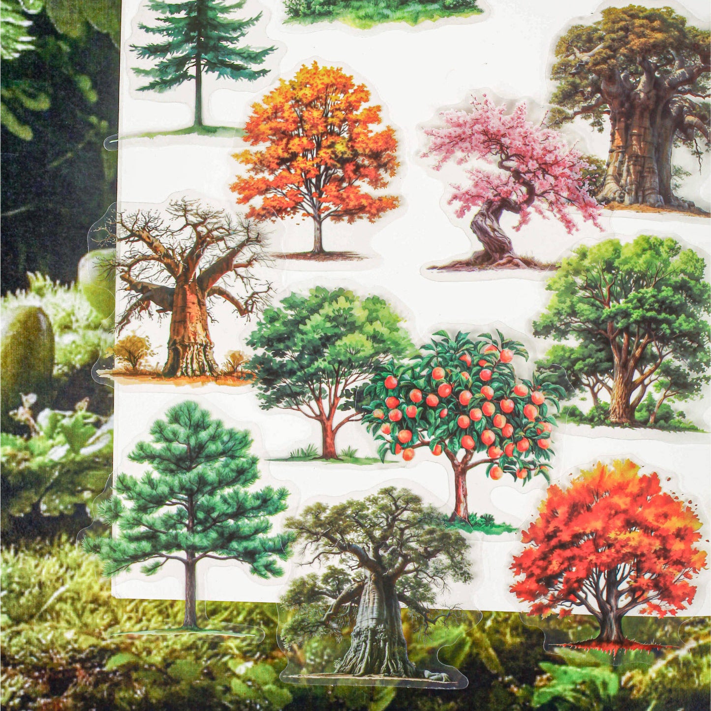 15 Pcs Branching Series Creative Tree Pattern Stickers for Journaling