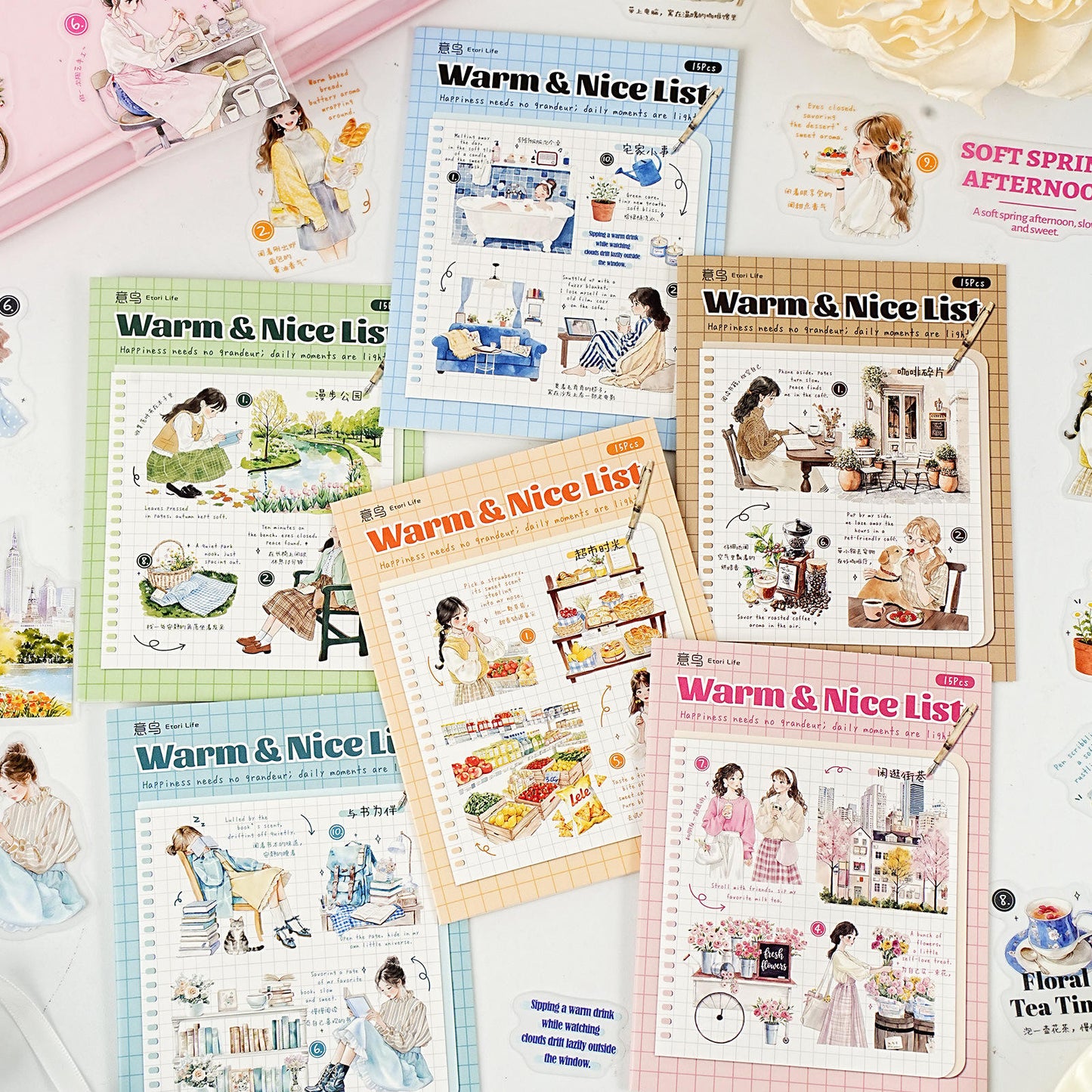 15 Pcs Healing List Series Instagram inspired character journaling stickers