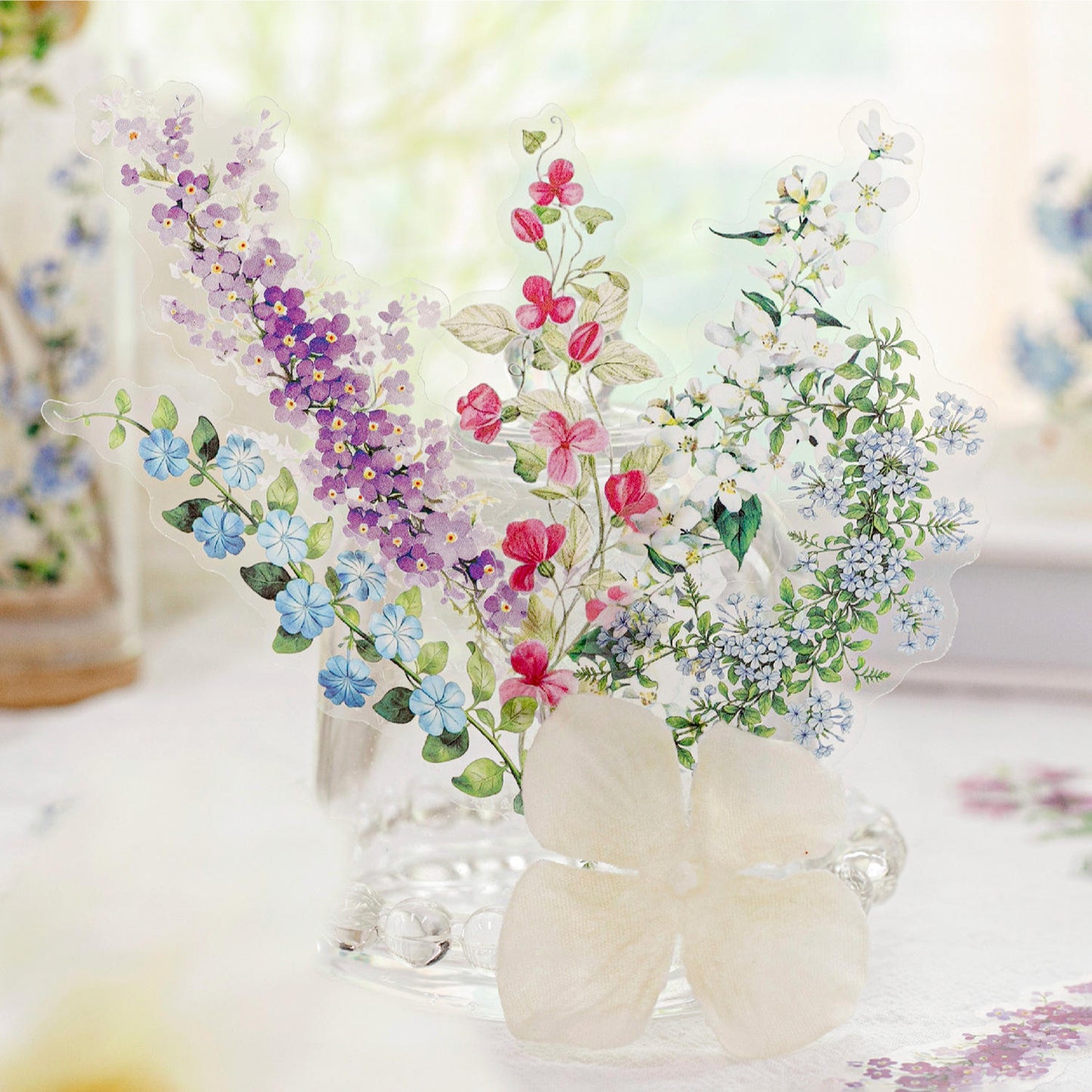30 Pcs Flower Branch Sweet Dreams Series Flower Journaling Stickers