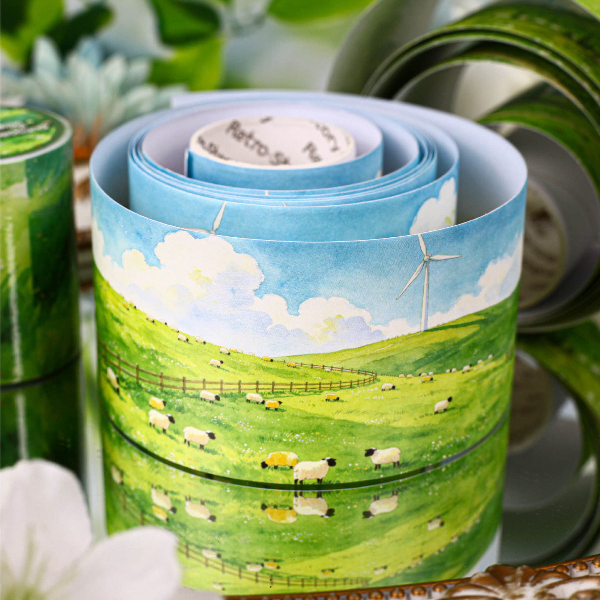 1 Roll Wandering Green Pasture Series Scenery Themed Tape