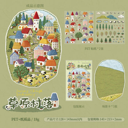 3 Sheets Embroidery Journey Series DIY decorative stickers