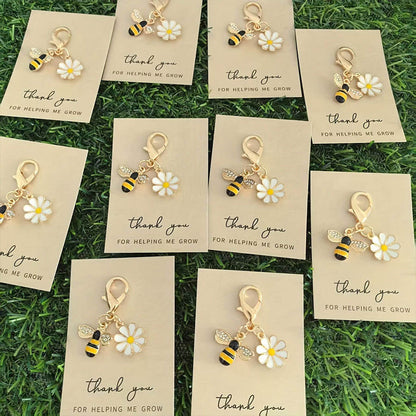 1 Pc cute little bees with rhinestones charming keychains metal charms