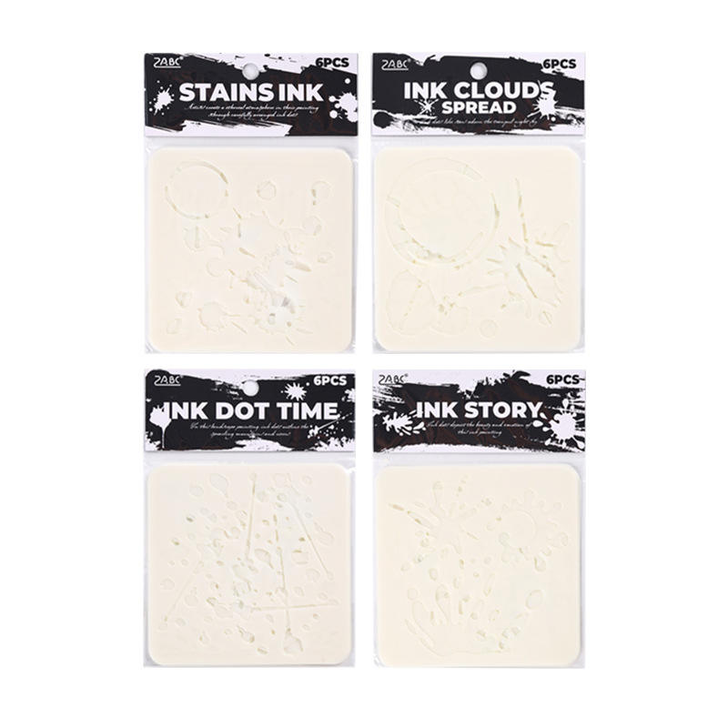 6pcs Ink Drop PET Painting Stencil Set