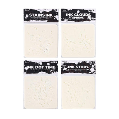 6pcs Ink Drop PET Painting Stencil Set