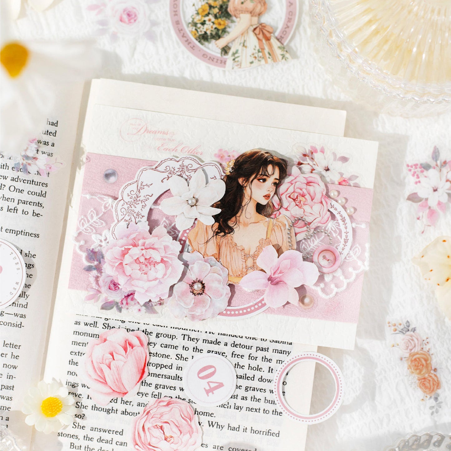 25 pcs Going Where There Are Roses Series Character Flower Stickers