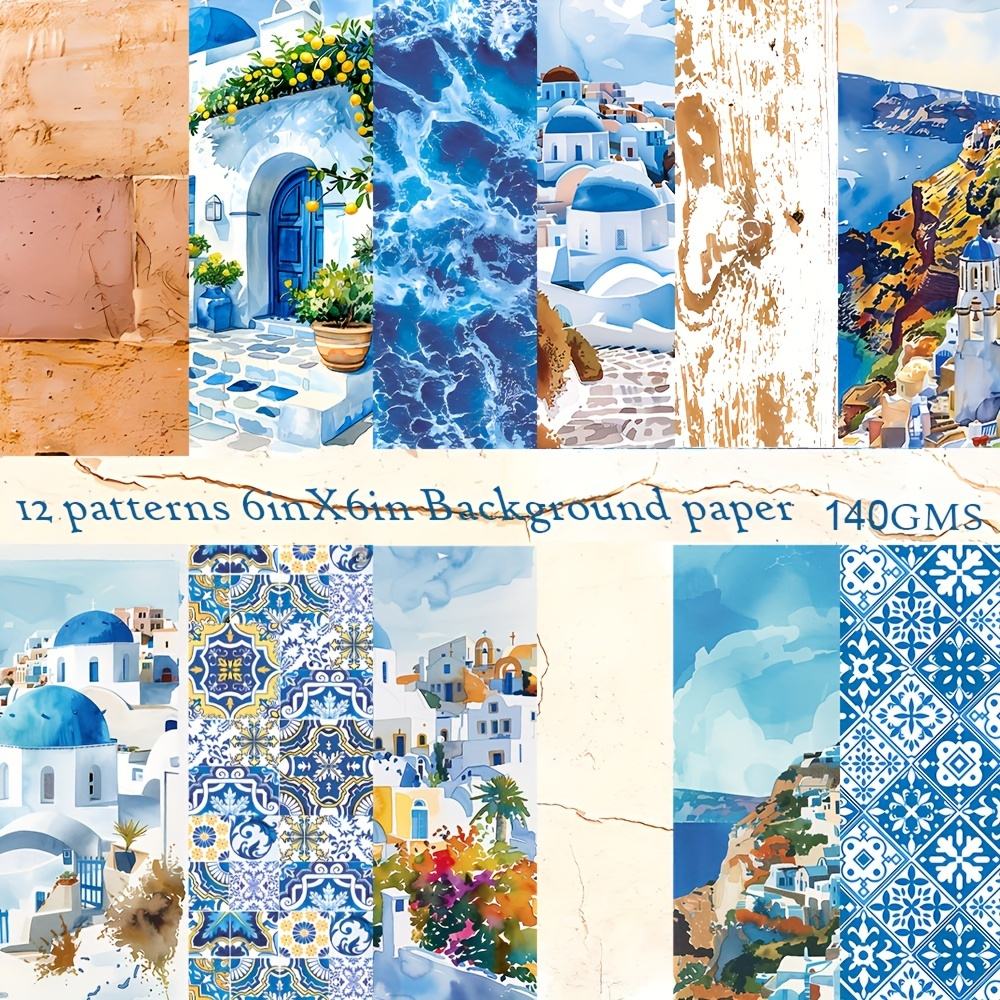Mediterranean Summer Vibe Scrapbook Paper Set for Paper Craft