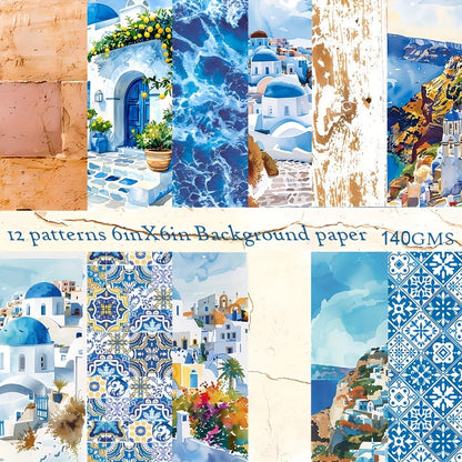Mediterranean Summer Vibe Scrapbook Paper Set for Paper Craft