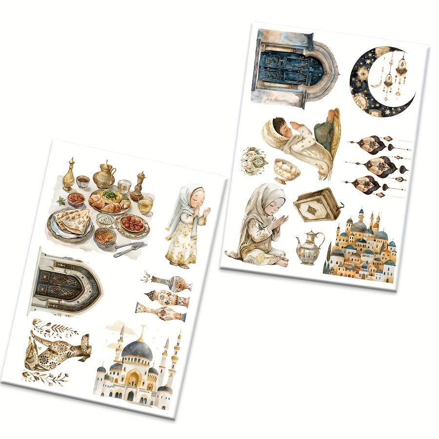 4 Sheets Eid Mubarak Ramadan Lantern Star and Moon Stickers