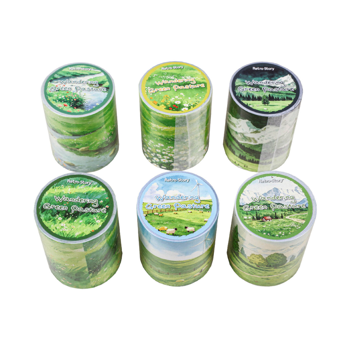 1 Roll Wandering Green Pasture Series Scenery Themed Tape