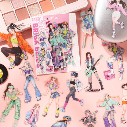 20 Pcs Endless Outfit Combinations Girl Character Journaling Stickers