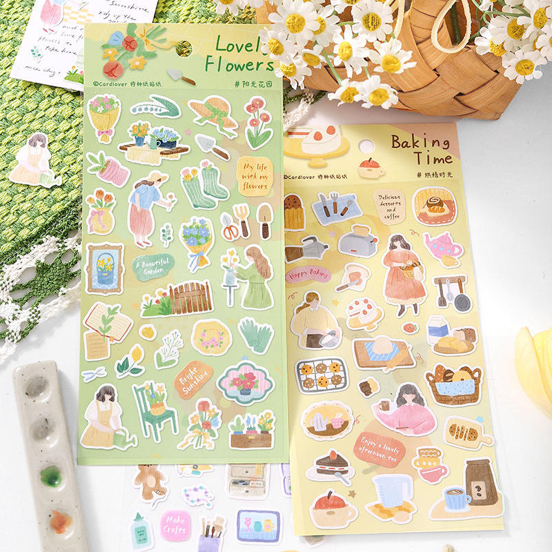 1 sheet The Long Slow Days Series Japanese-style watercolor stickers
