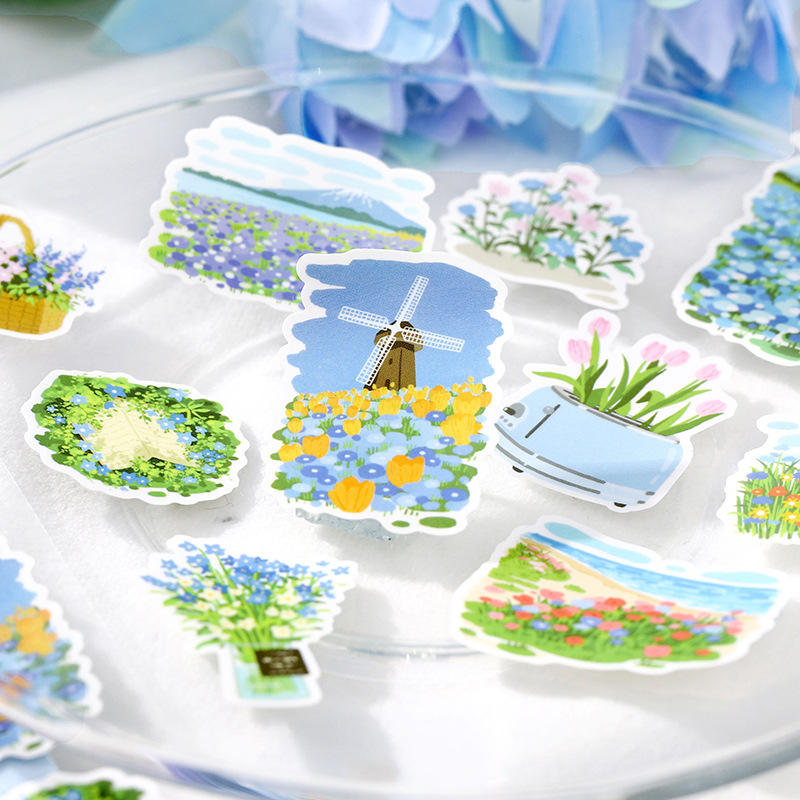 1 Pc Synthetic paper flowers know pretty illustrations decorative stickers