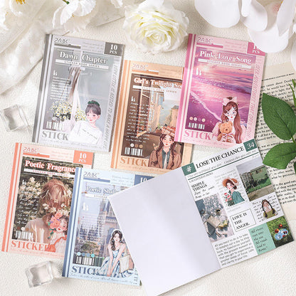 10 Sheets A Girl's Thoughts Series Retro Scrapbooking Paper