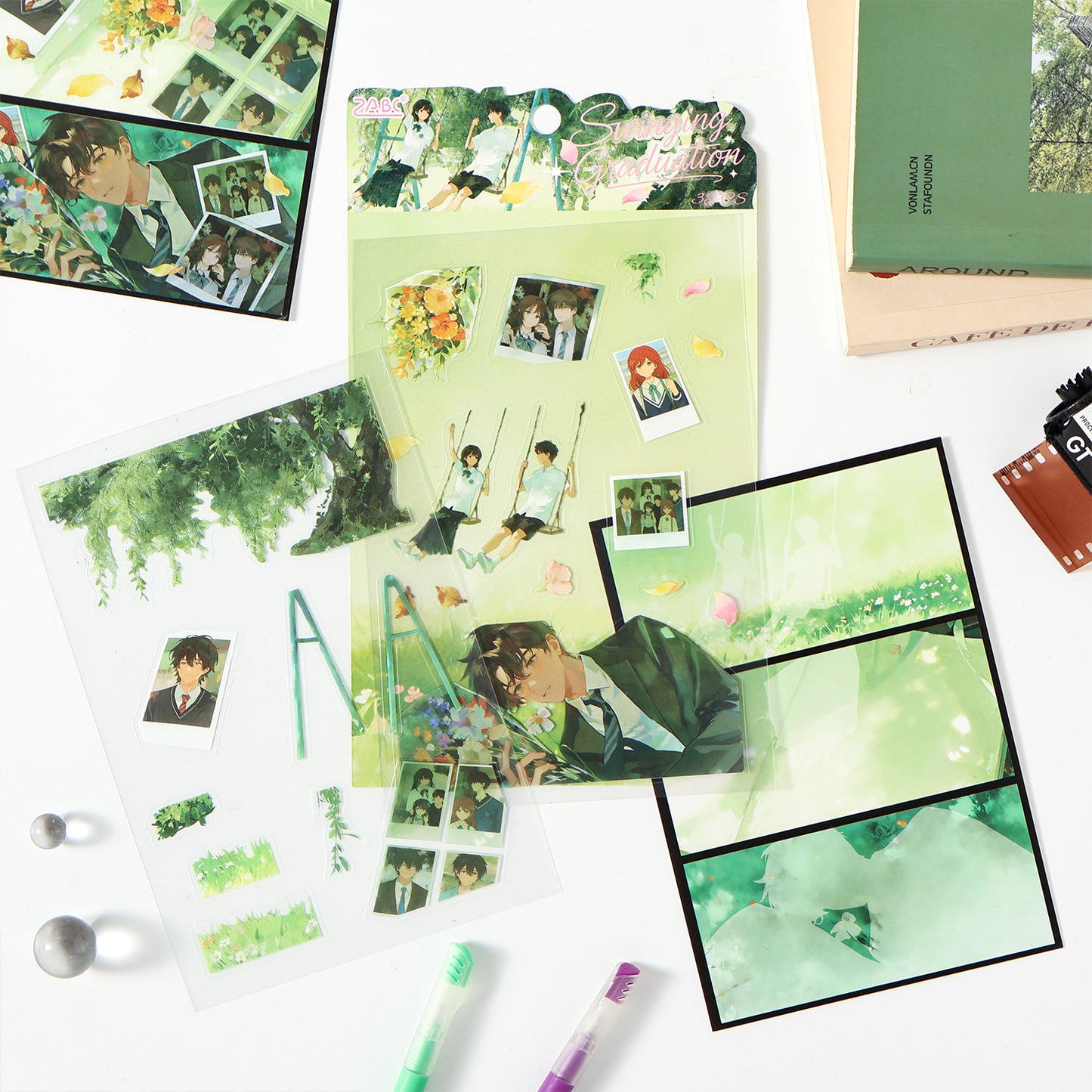 3 sheets Youth Time Zone Series Anime Scenery stickers