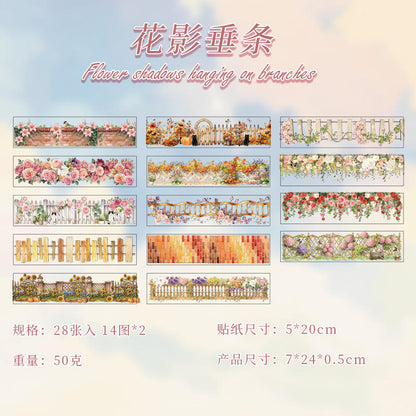 28 sheets Paper Flower and Vine Series Scene Setting Sticker Book