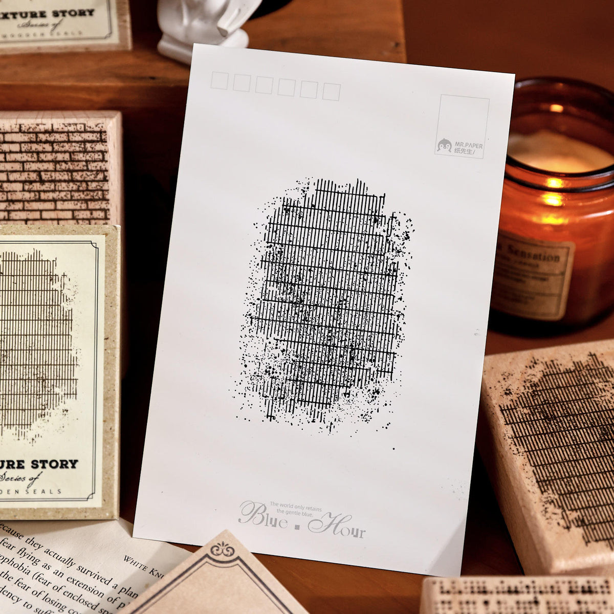 1 Pc Stamp Texture Tales Series Wooden Stamp for Journaling