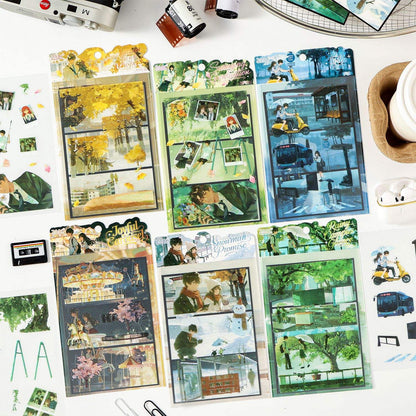 3 sheets Youth Time Zone Series Anime Scenery stickers