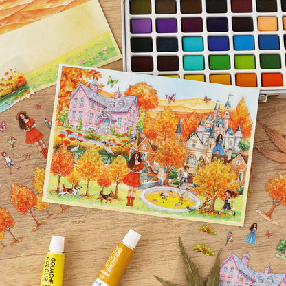 3 Sheets/pack Floral Garden Travel Miniature Scene 3D Stickers for Scrapbooking