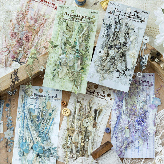 20pcs Paper Between the Handmade Room Series Collage Lace Decorative Stickers