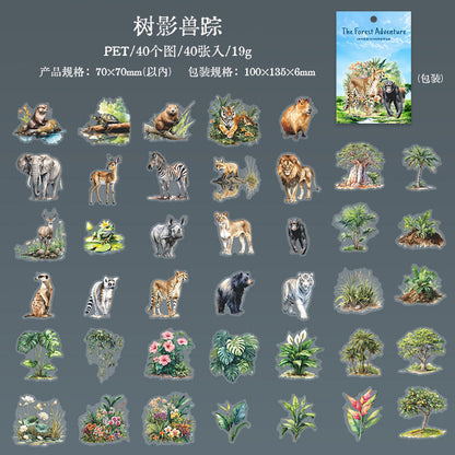 40pcs Woodland Encounter Animal Tree Shadow Beasts Sticker Pack