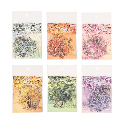 10 Pcs Wooden Shadows and A World of Possibilities Series Tree Stickers