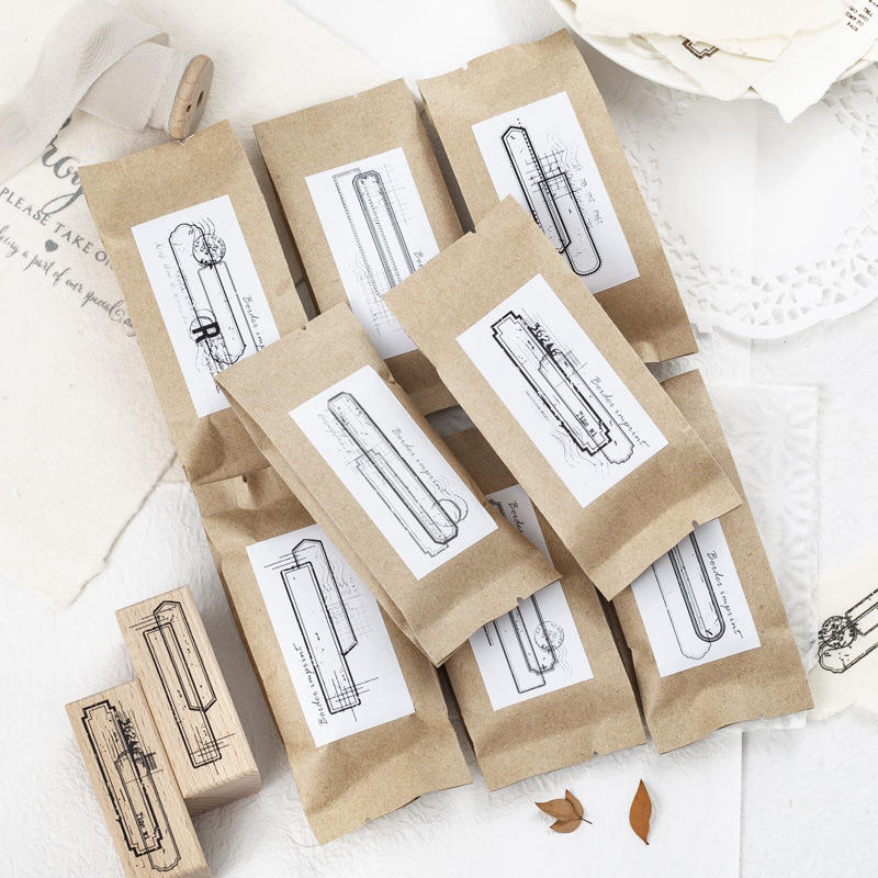 1 Pc Border Stamps Series Small Wooden Rubber stamp for scrapbook