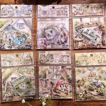 30 Pcs Glass Dream Series Retro House-Themed Scenery Stickers