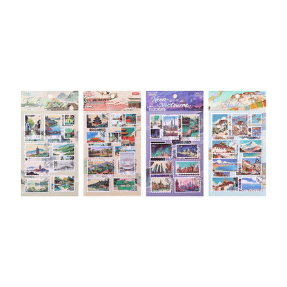 2 Sheets Postal City Charm Series Journaling stickers