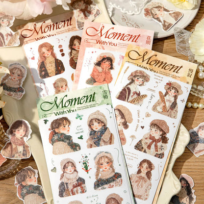 6 Pcs Emotional Love Series Character Life Theme Decorative Stickers