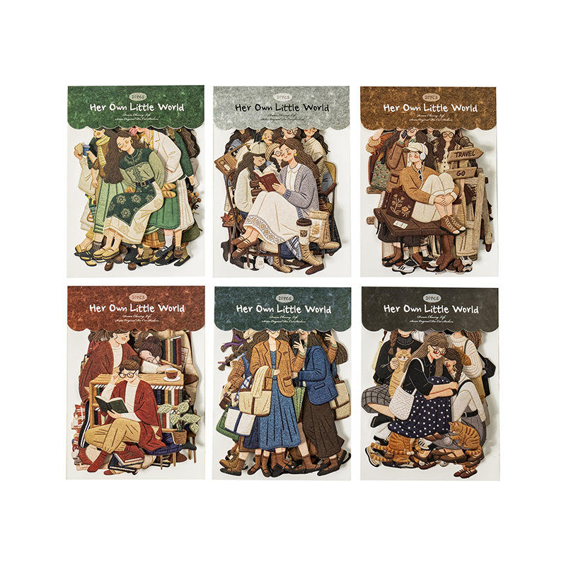 20 Pcs Her Little World Series Character Embroidery Texture Stickers